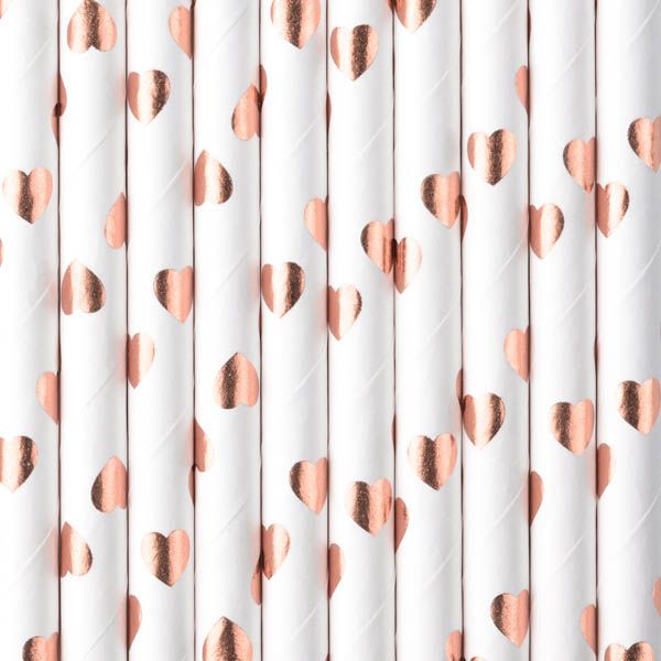 Rose Gold Heart Straws PartyDeco
