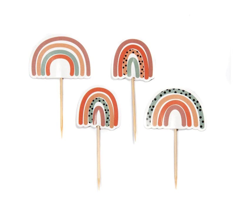 Neutral Rainbow CupCake Toppers Anniversary House