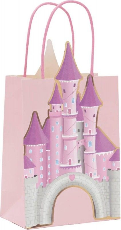 Set of 4 Princess Castle Gift Bags Tim e Puce