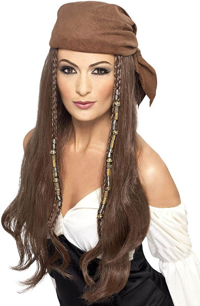 Women´s Pirate Hair with Brown Scarf Smiffys