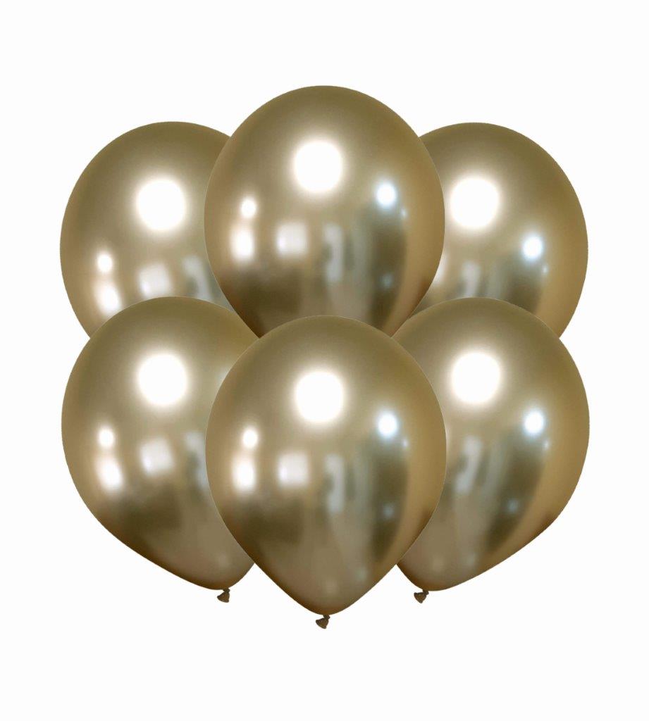25 Balões 32cm Cromados - Ouro Light