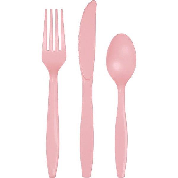 Plastic Cutlery Set - Baby Pink