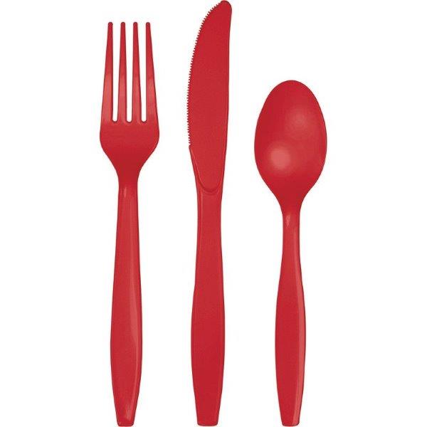Plastic Cutlery Set - Red Creative Converting