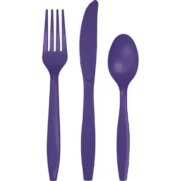 Plastic Cutlery Set - Purple