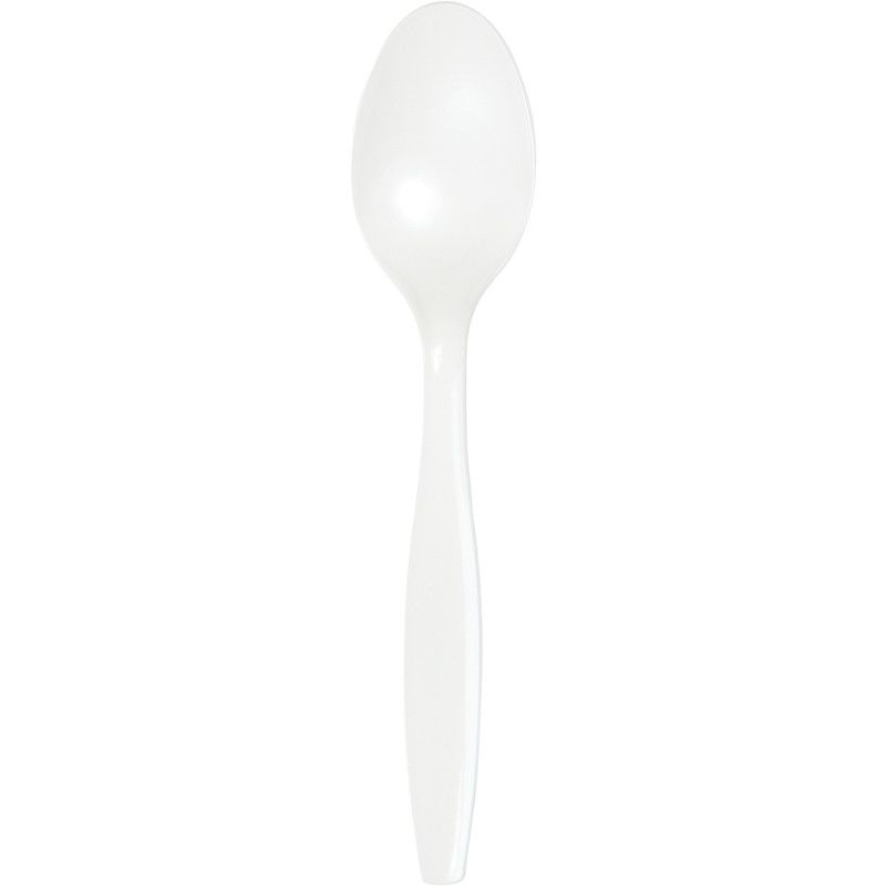 Set of 24 dessert spoons - White Creative Converting