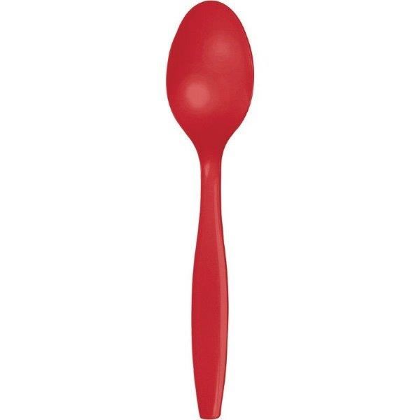 Set of 24 dessert spoons - Red Creative Converting
