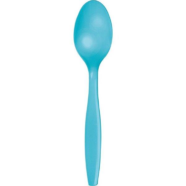 Set of 24 dessert spoons - Turquoise Creative Converting