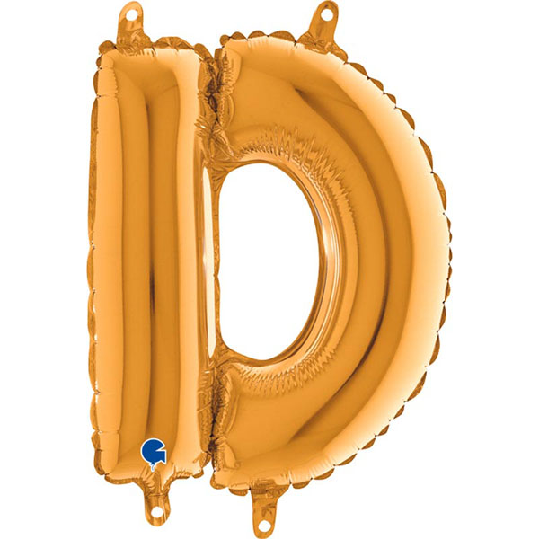14" Letter D Foil Balloon - Gold Grabo