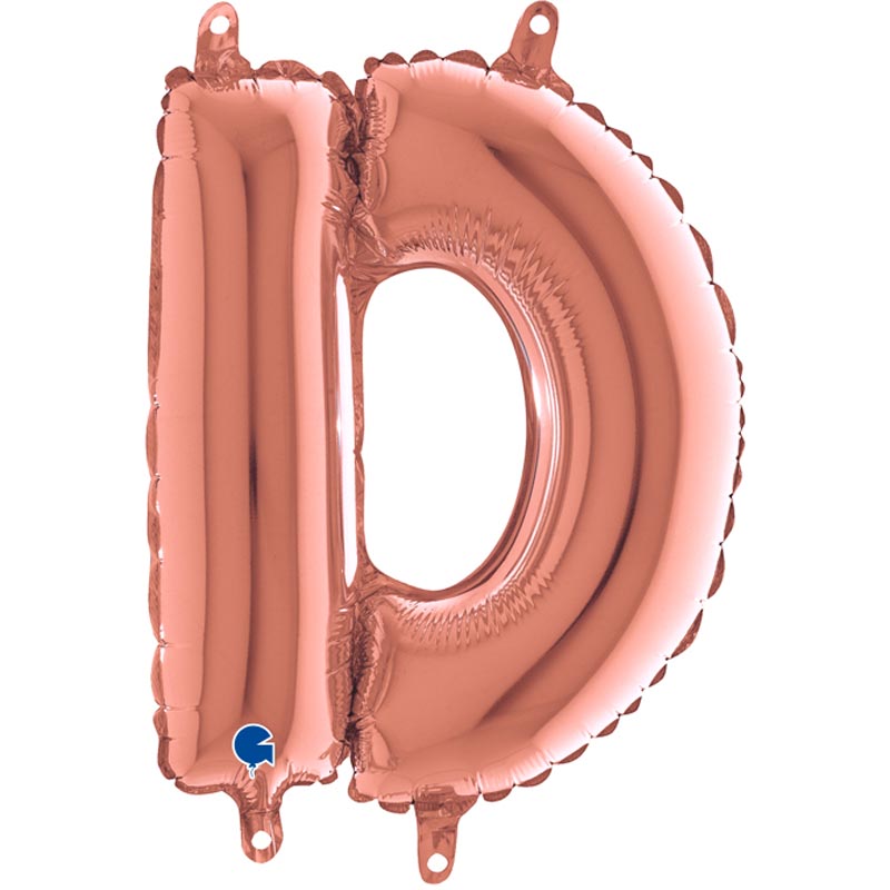 Globo de foil con letra D de 14" - Oro rosa Grabo