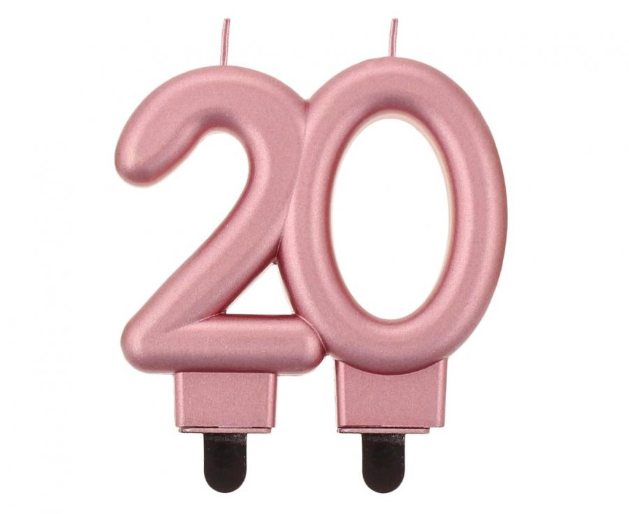 20 Years Rose Gold Metallic Candle XiZ Party Supplies