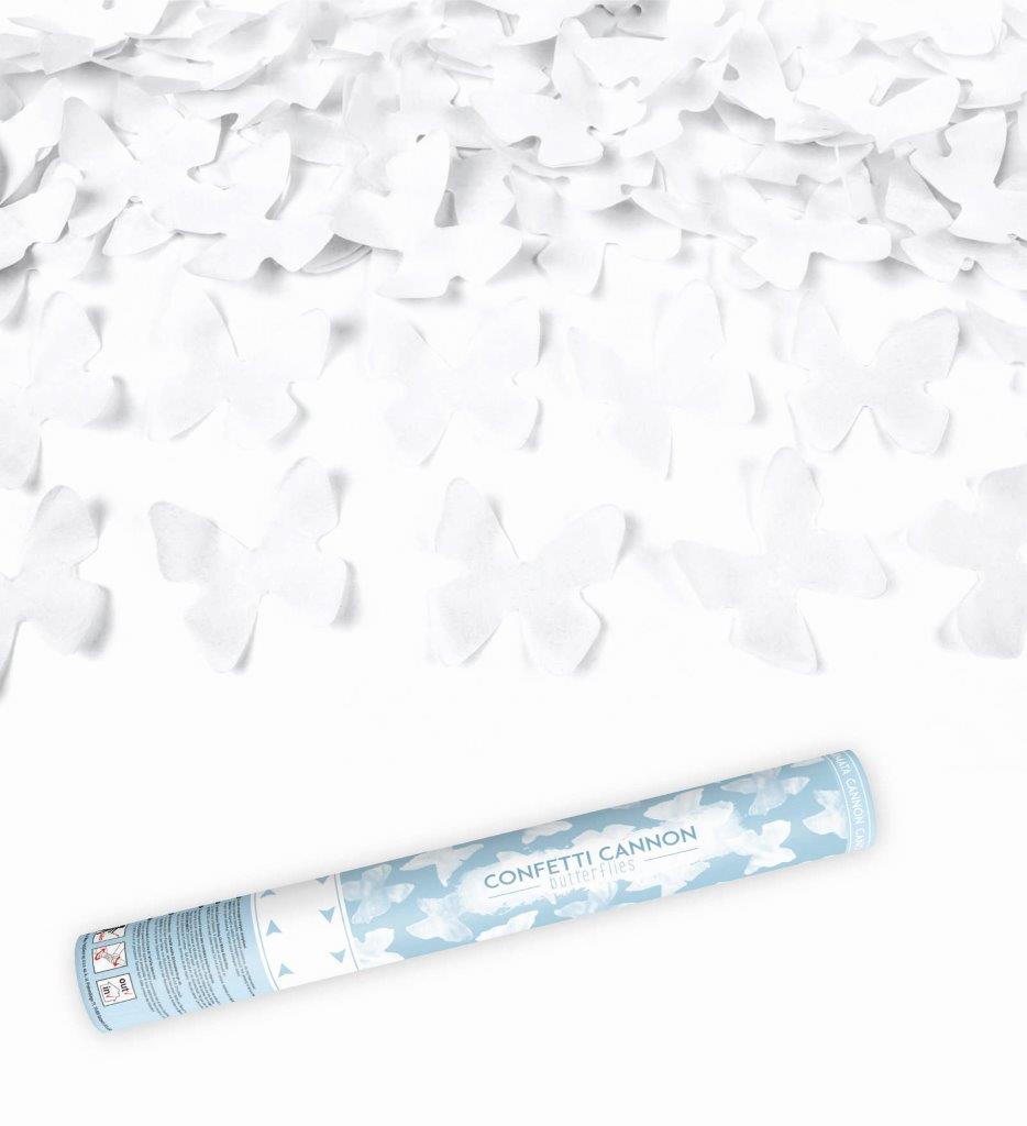 Tubo de confeti de mariposa blanca PartyDeco