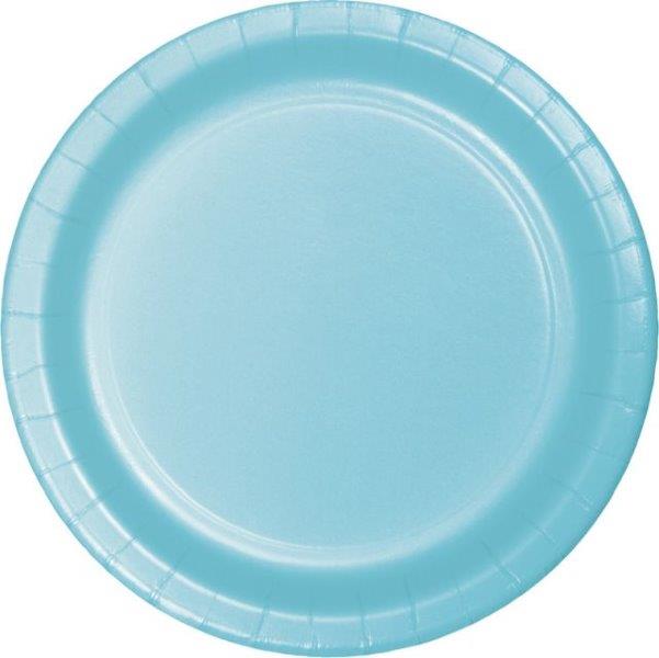 24 Small Colorful Cardboard Plates - Baby Blue Creative Converting