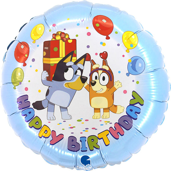 Balão Foil 18" Bluey e Bingo Happy Birthday Grabo