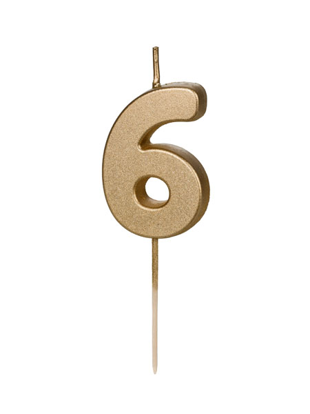 Gold Birthday Party Candle Number nº6 PartyDeco