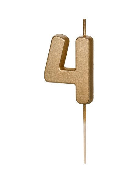 Gold Birthday Party Candle Number nº4 PartyDeco