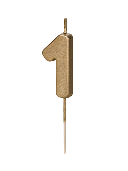 Gold Birthday Party Candle Number nº1 PartyDeco