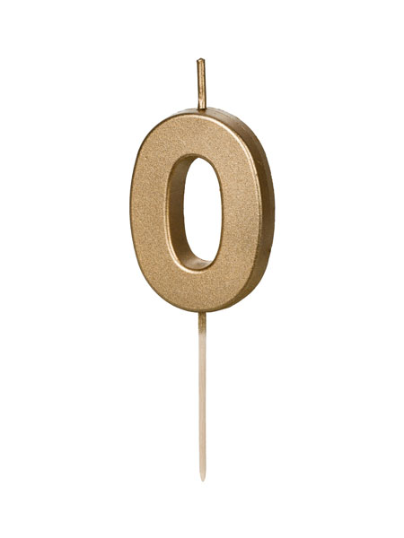 Gold Birthday Party Candle Number nº0 PartyDeco