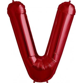 34" Letter V Foil Balloon - Red