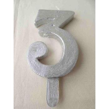 Giant Candle 13cm nº3 - Silver