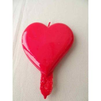 Giant Candle 13cm Heart - Red