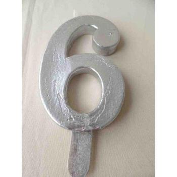 Giant Candle 13cm nº6 - Silver