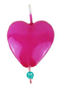 6cm Heart Candle - Fuchsia VelasMasRoses