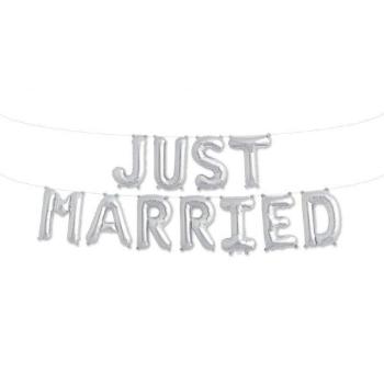 Balloon Kit 16" (41cm) Just Married - Silver