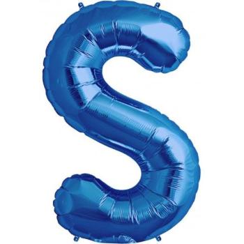 34" Letter S Foil Balloon - Blue