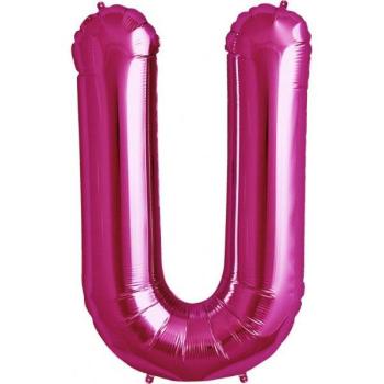 34" Letter U Foil Balloon - Pink