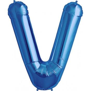 34" Letter V Foil Balloon - Blue