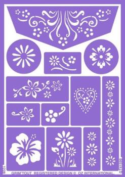 Folha de Stencil - Flores GrimTout