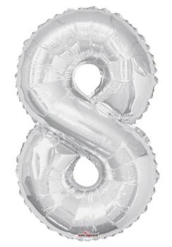 34" Foil Balloon nº 8 - Silver