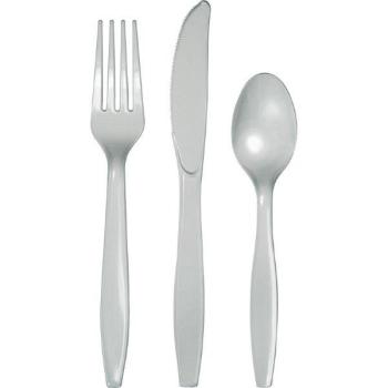 Plastic Cutlery Set - Silver Creative Converting
