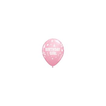 6 printed balloons for Girl´s Birthday - Pink Qualatex