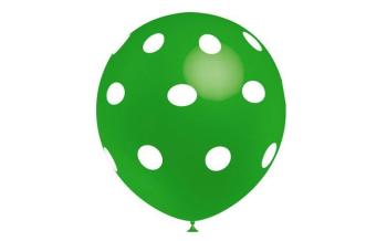Bag of 10 "Polka Dots" Printed Balloons - Medium Green