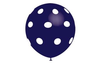 Bag of 10 "Polka Dots" Printed Balloons - Dark Blue