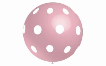 90 cm Balloon Printed "Polka Dots" - Baby Pink