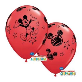 6 Printed Balloons 11" - Mickey - Red