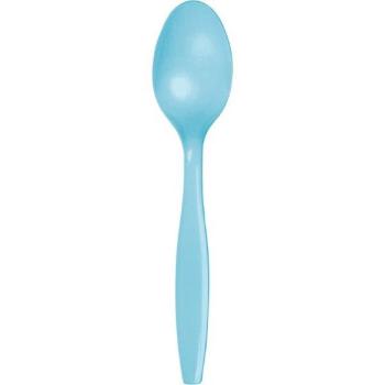 Set of 24 dessert spoons - Baby Blue Creative Converting