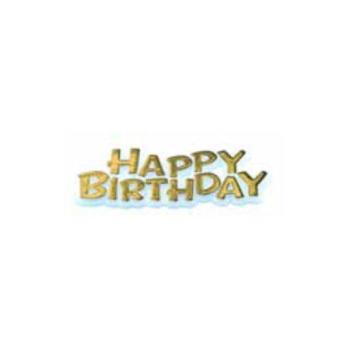 Happy Birthday Cake Decoration - Gold