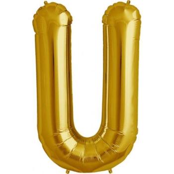 34" Letter U Foil Balloon - Gold