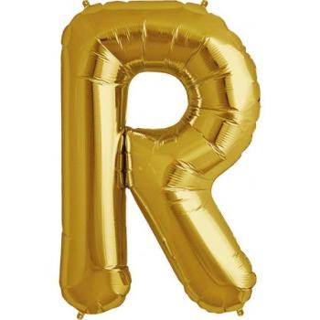 34" Letter R Foil Balloon - Gold