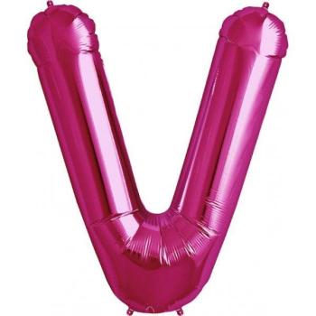34" Letter V Foil Balloon - Pink