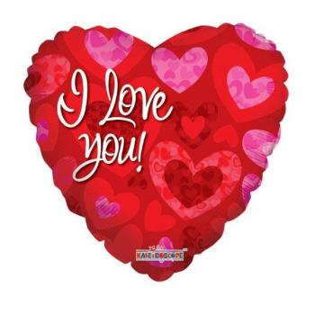 36" I Love You Heart Foil Balloon with Hearts Kaleidoscope