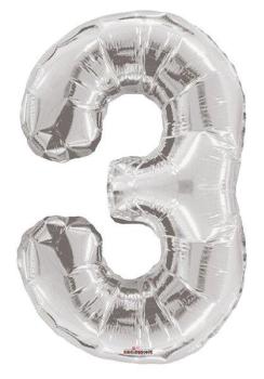 Balão Foil 34" nº 3 - Prata