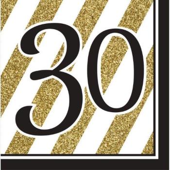 Black & Gold 30 Years Napkins Creative Converting
