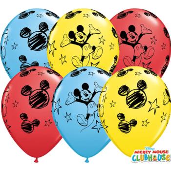 25 Printed Balloons 11" - Mickey - Multicolor