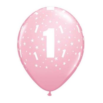 6 printed balloons Birthday nº1 - Pink