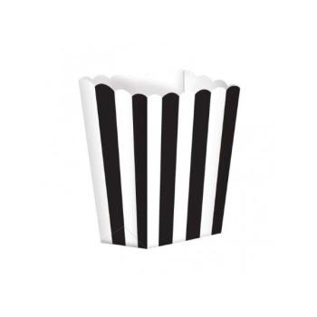 5 Striped Popcorn Bags - Black