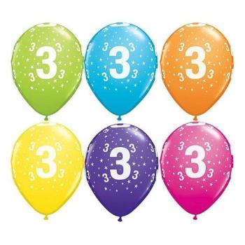 6 printed balloons Birthday nº3 - Tropical Qualatex